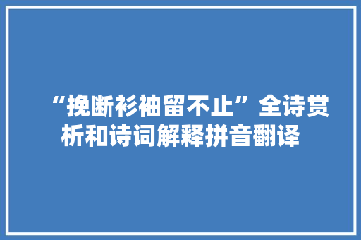 “挽断衫袖留不止”全诗赏析和诗词解释拼音翻译