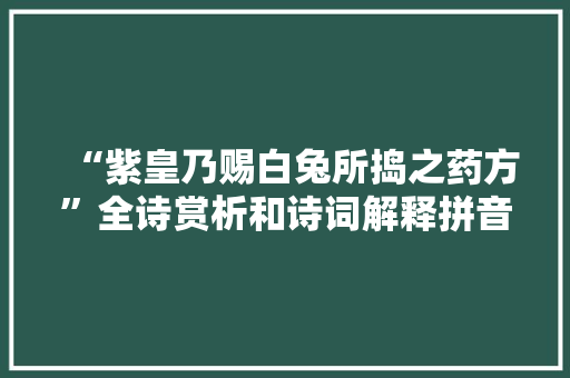 “紫皇乃赐白兔所捣之药方”全诗赏析和诗词解释拼音翻译