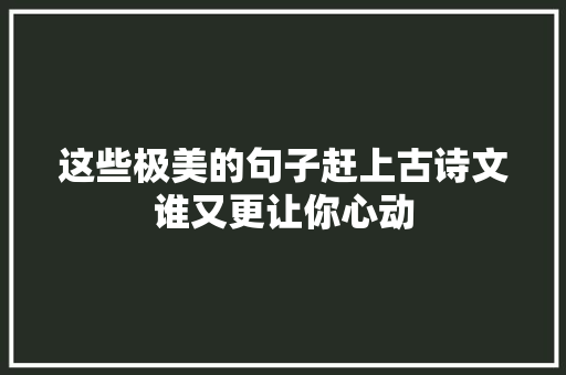 这些极美的句子赶上古诗文谁又更让你心动
