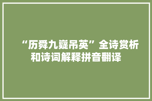 “历舜九嶷吊英”全诗赏析和诗词解释拼音翻译