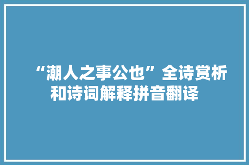 “潮人之事公也”全诗赏析和诗词解释拼音翻译