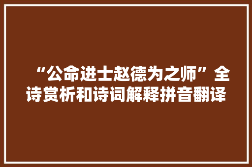 “公命进士赵德为之师”全诗赏析和诗词解释拼音翻译