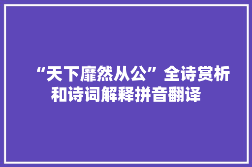 “天下靡然从公”全诗赏析和诗词解释拼音翻译
