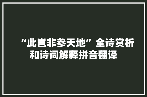 “此岂非参天地”全诗赏析和诗词解释拼音翻译