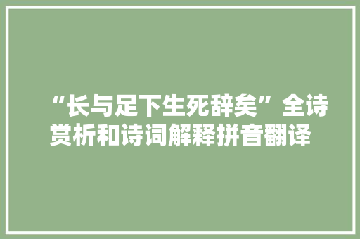 “长与足下生死辞矣”全诗赏析和诗词解释拼音翻译