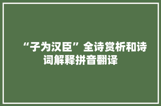 “子为汉臣”全诗赏析和诗词解释拼音翻译