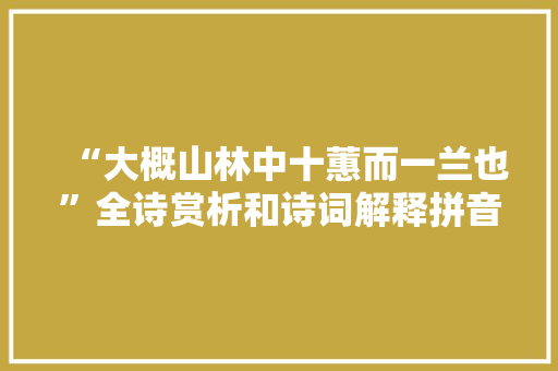 “大概山林中十蕙而一兰也”全诗赏析和诗词解释拼音翻译