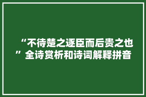 “不待楚之逐臣而后贵之也”全诗赏析和诗词解释拼音翻译