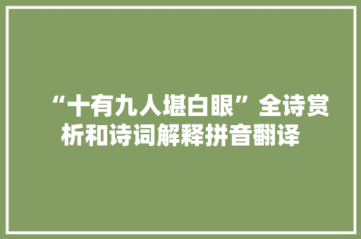 “十有九人堪白眼”全诗赏析和诗词解释拼音翻译