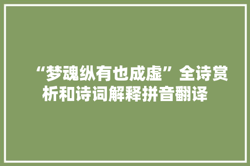 “梦魂纵有也成虚”全诗赏析和诗词解释拼音翻译