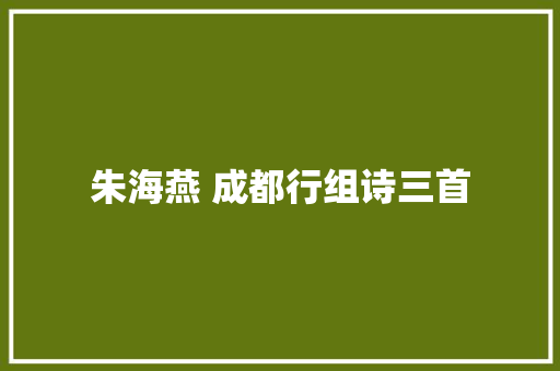 朱海燕 成都行组诗三首