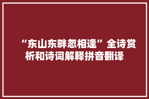 “东山东畔忽相逢”全诗赏析和诗词解释拼音翻译