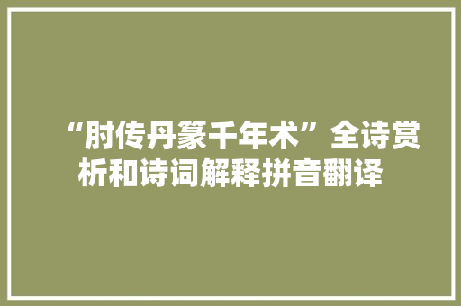 “肘传丹篆千年术”全诗赏析和诗词解释拼音翻译
