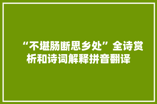 “不堪肠断思乡处”全诗赏析和诗词解释拼音翻译