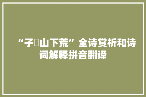 “子劚山下荒”全诗赏析和诗词解释拼音翻译