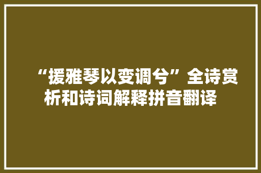 “援雅琴以变调兮”全诗赏析和诗词解释拼音翻译