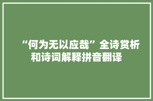 “何为无以应哉”全诗赏析和诗词解释拼音翻译