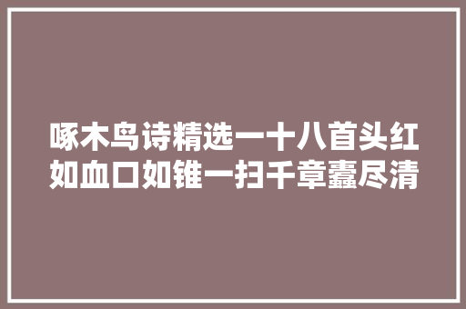 啄木鸟诗精选一十八首头红如血口如锥一扫千章蠹尽清