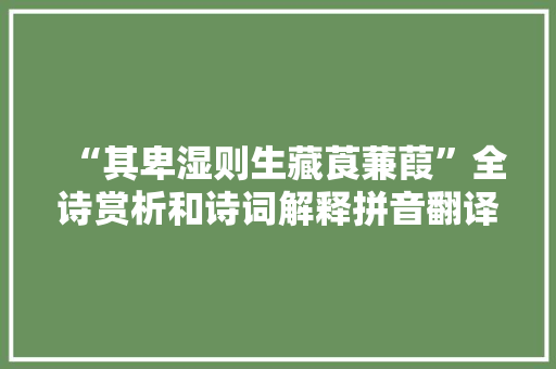 “其卑湿则生藏莨蒹葭”全诗赏析和诗词解释拼音翻译