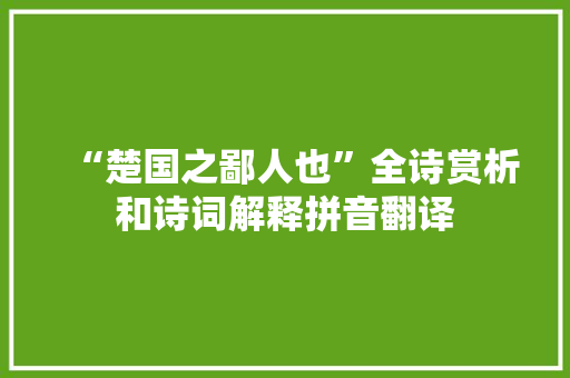 “楚国之鄙人也”全诗赏析和诗词解释拼音翻译