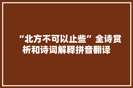 “北方不可以止些”全诗赏析和诗词解释拼音翻译