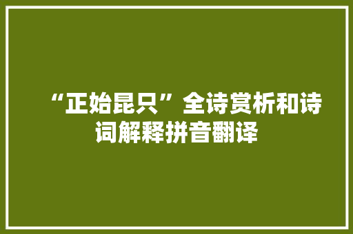 “正始昆只”全诗赏析和诗词解释拼音翻译