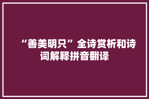 “善美明只”全诗赏析和诗词解释拼音翻译