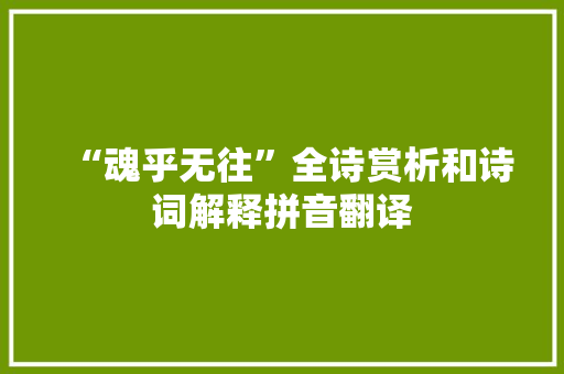 “魂乎无往”全诗赏析和诗词解释拼音翻译