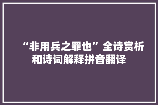“非用兵之罪也”全诗赏析和诗词解释拼音翻译