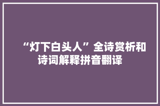 “灯下白头人”全诗赏析和诗词解释拼音翻译