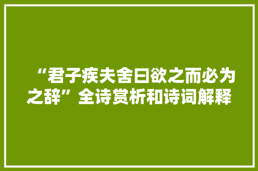 “君子疾夫舍曰欲之而必为之辞”全诗赏析和诗词解释拼音翻译