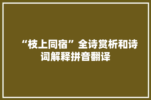 “枝上同宿”全诗赏析和诗词解释拼音翻译