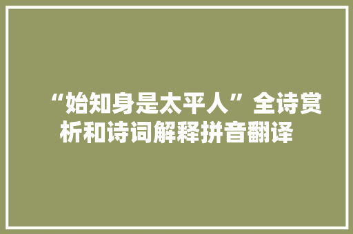 “始知身是太平人”全诗赏析和诗词解释拼音翻译