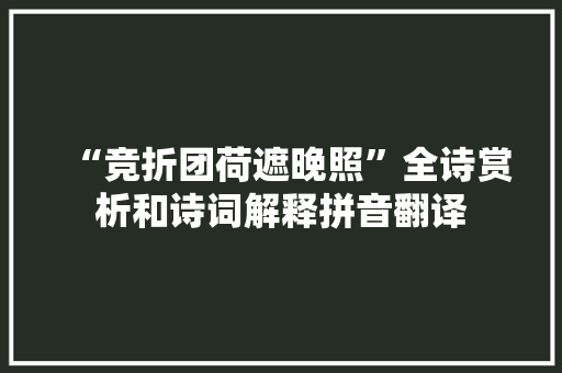 “竞折团荷遮晚照”全诗赏析和诗词解释拼音翻译