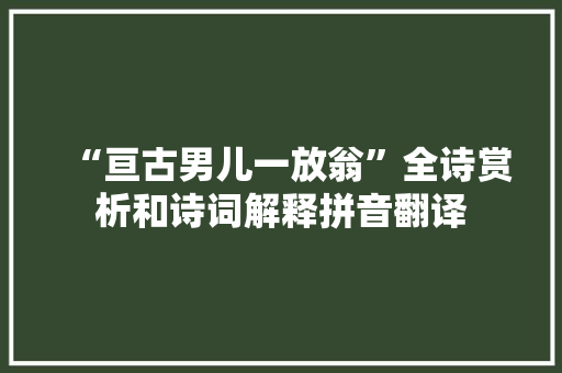 “亘古男儿一放翁”全诗赏析和诗词解释拼音翻译