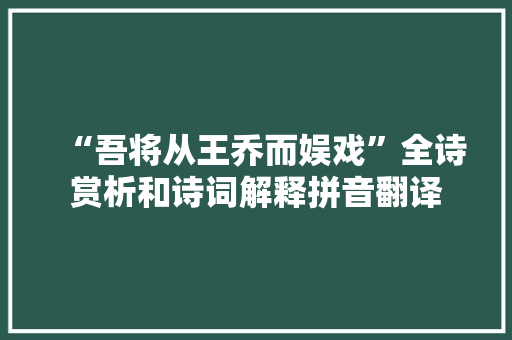 “吾将从王乔而娱戏”全诗赏析和诗词解释拼音翻译