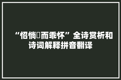 “怊惝怳而乖怀”全诗赏析和诗词解释拼音翻译