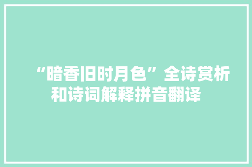 “暗香旧时月色”全诗赏析和诗词解释拼音翻译