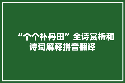 “个个补丹田”全诗赏析和诗词解释拼音翻译