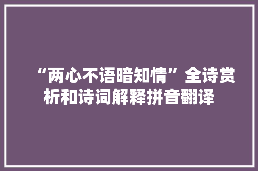 “两心不语暗知情”全诗赏析和诗词解释拼音翻译