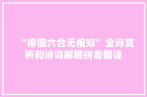 “徘徊六合无相知”全诗赏析和诗词解释拼音翻译
