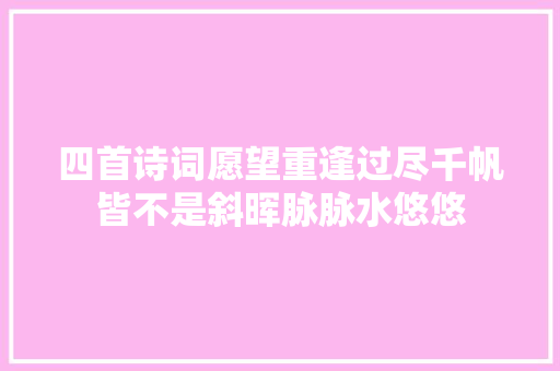 四首诗词愿望重逢过尽千帆皆不是斜晖脉脉水悠悠