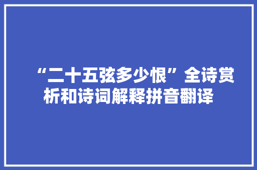 “二十五弦多少恨”全诗赏析和诗词解释拼音翻译