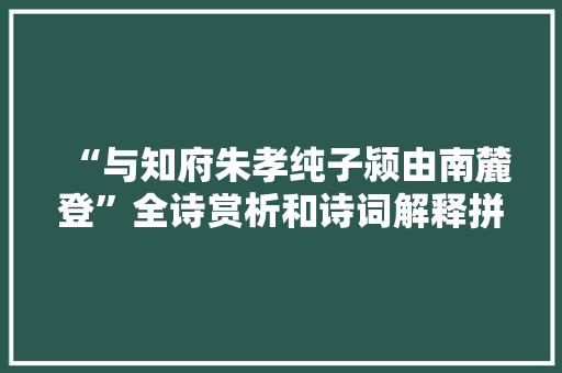 “与知府朱孝纯子颍由南麓登”全诗赏析和诗词解释拼音翻译