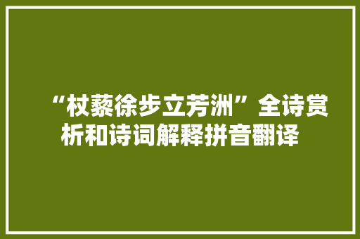 “杖藜徐步立芳洲”全诗赏析和诗词解释拼音翻译
