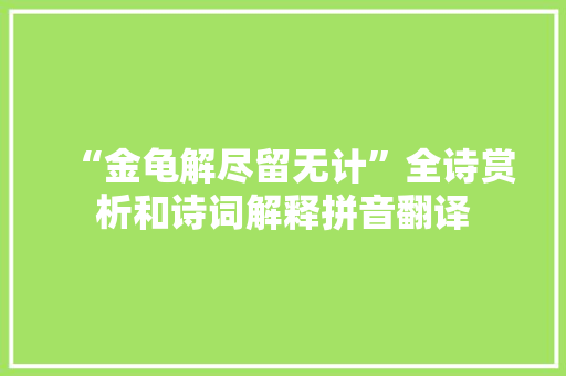 “金龟解尽留无计”全诗赏析和诗词解释拼音翻译
