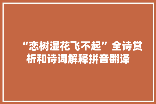 “恋树湿花飞不起”全诗赏析和诗词解释拼音翻译