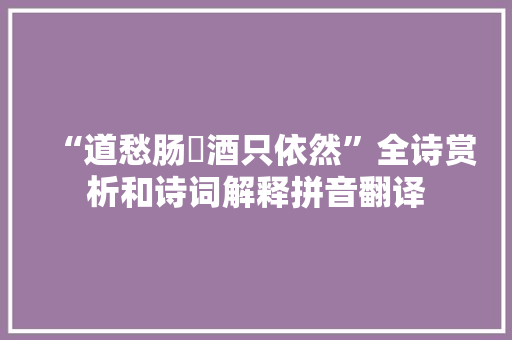 “道愁肠殢酒只依然”全诗赏析和诗词解释拼音翻译