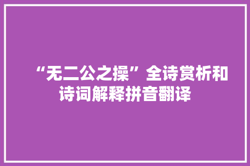 “无二公之操”全诗赏析和诗词解释拼音翻译