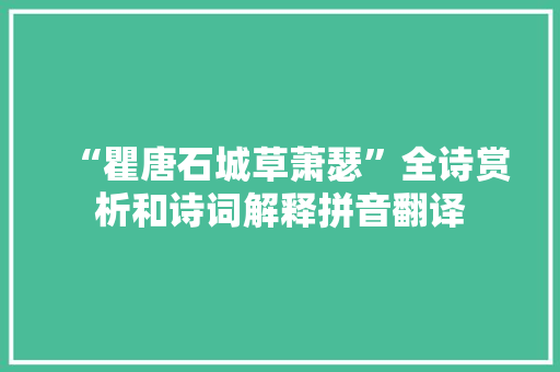 “瞿唐石城草萧瑟”全诗赏析和诗词解释拼音翻译